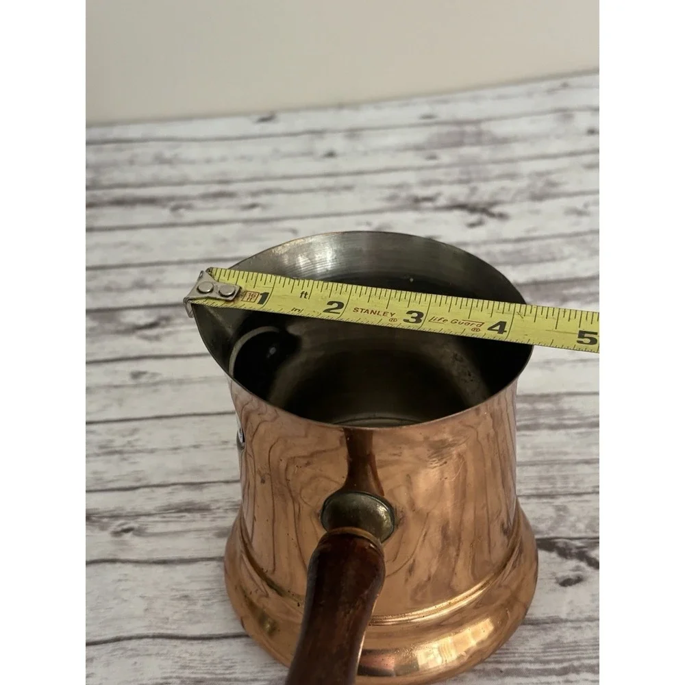 Vintage 1984 Copper Teleflora LE SAUCIER Wood Handle Milk Warmer Sauce Pots